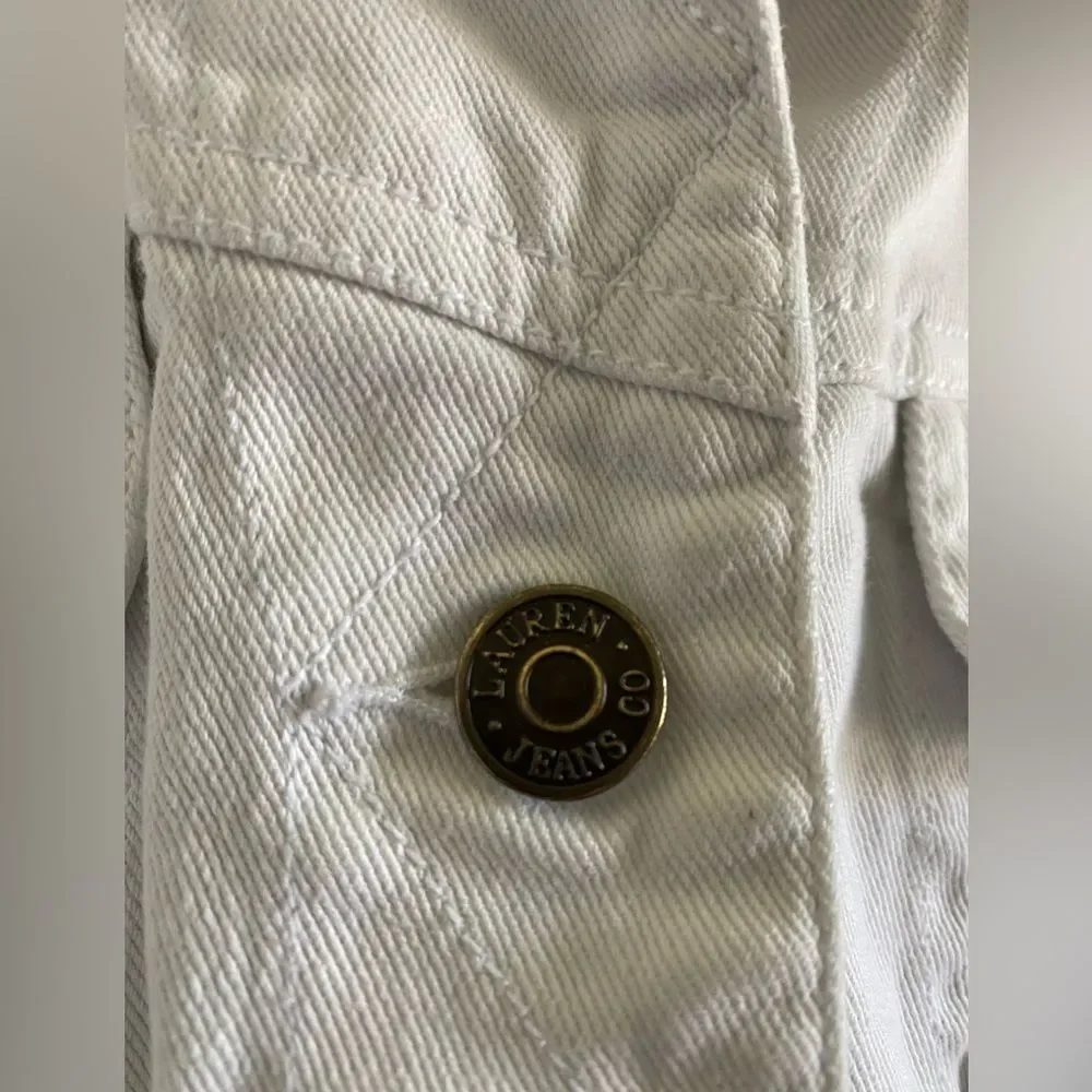 Lauren Jeans Co White Denim Jacket Size Small Petite Vintage Casual - Picture 8 of 8